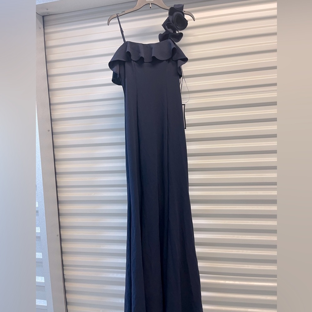 Navy Blue One-Shoulder Dress
